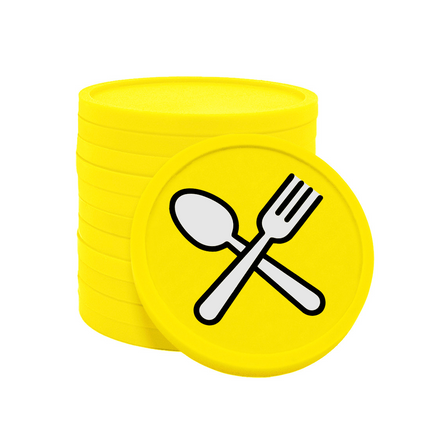 Fichas de plastico cuchara y tenedor Ø29 mm - 100 unidades