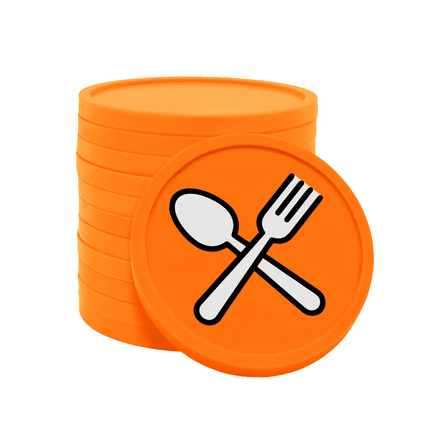 Fichas de plastico cuchara y tenedor Ø29 mm - 100 unidades