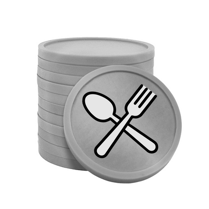 Fichas de plastico cuchara y tenedor Ø29 mm - 100 unidades