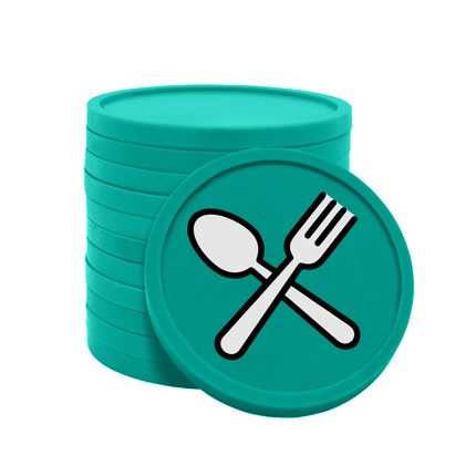 Fichas de plastico cuchara y tenedor Ø29 mm - 100 unidades