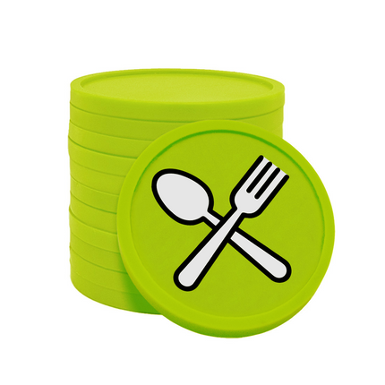 Fichas de plastico cuchara y tenedor Ø29 mm - 100 unidades