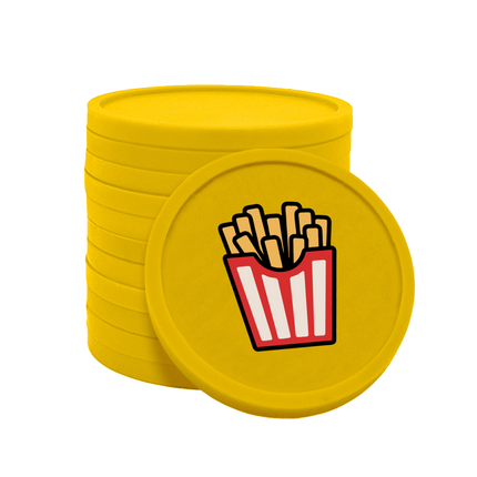Fichas de plastico patatas fritas Ø29 mm - 100 unidades