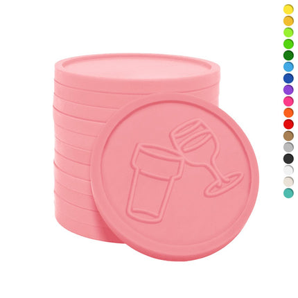 Fichas de plástico en relieve con icono de vaso y copa  Ø29mm - 250 unidades
