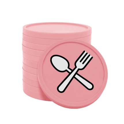 Fichas de plastico cuchara y tenedor Ø29 mm - 100 unidades