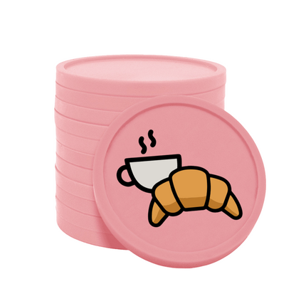 Fichas de plastico croissant y café .Ø29 mm - 100 unidades