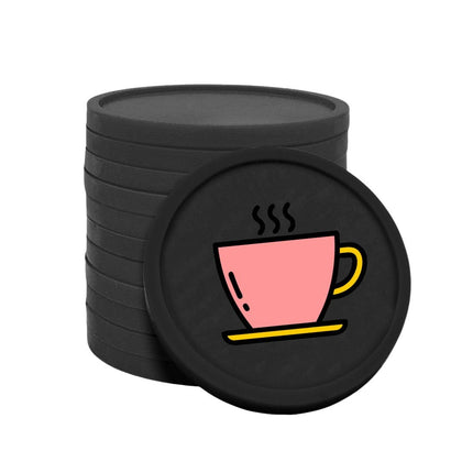 Fichas de plastico icono cafe en rosado Ø29mm - por 100 unidades