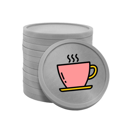 Fichas de plastico icono cafe en rosado Ø29mm - por 100 unidades