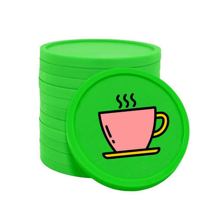 Fichas de plastico icono cafe en rosado Ø29mm - por 100 unidades