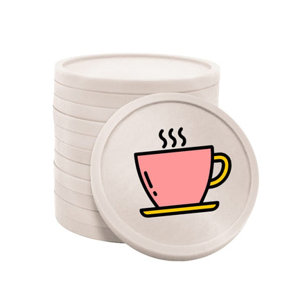Fichas de plastico icono cafe en rosado Ø29mm - por 100 unidades