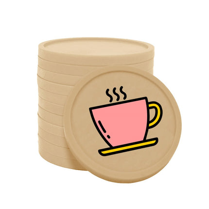 Fichas de plastico icono cafe en rosado Ø29mm - por 100 unidades