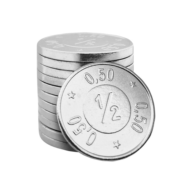 Moneda de acero con número ½  Ø24mm - 100 unidades