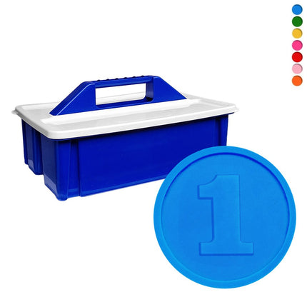 Caja de almacenamiento con fichas de plastico numero 1  Ø29 mm - 2000 unidades