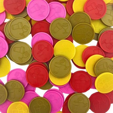 Fichas de plástico en relieve con icono de vaso y copa  Ø29mm - 250 unidades