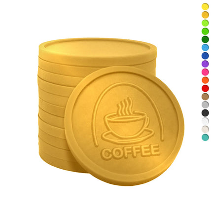 Fichas de plástico con relieve de taza de café Ø29 mm - 250 unidades