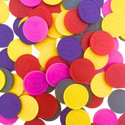 Fichas de plástico con relieve de un vaso de cerveza Ø29 mm - 250 unidades