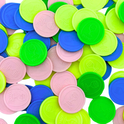 Fichas de plástico con relieve copa de vino Ø29 mm - 250 unidades