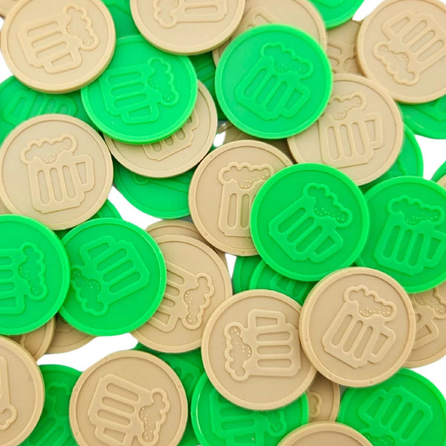 Fichas de plastico reciclado jarra de cerveza en relieve Ø29 mm - 250 unidades
