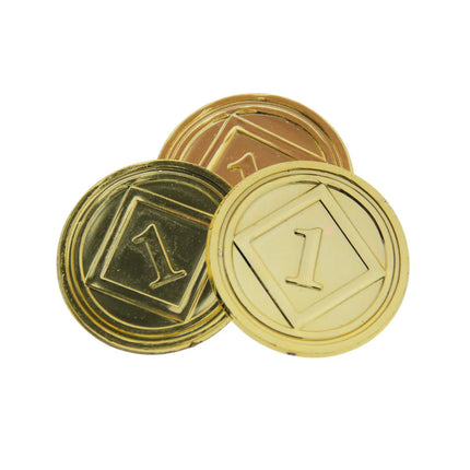 Fichas de plástico dorado, Ø29 mm - 100 unidades
