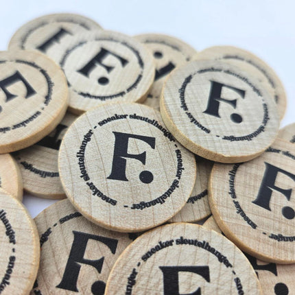 Fichas de madera personalizadas impresas Ø29 mm - 100 unidades