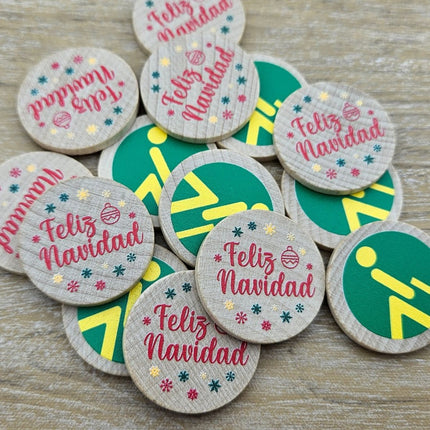 Fichas de madera personalizadas impresas Ø29 mm - 100 unidades