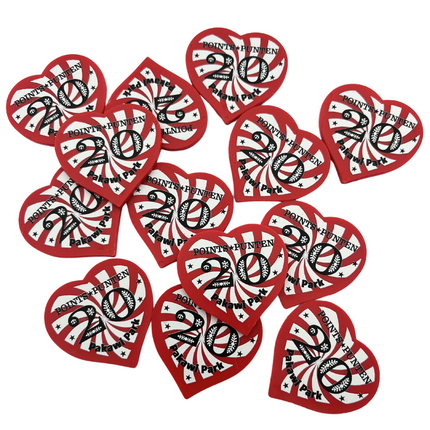 Fichas de plastico corazon personalizadas 40x40 mm - 100 unidades