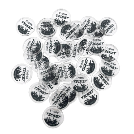 Fichas personalizadas transparentes Ø25 mm - 100 unidades