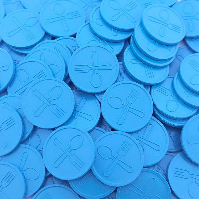 Fichas de plastico con relieve de cubiertos Ø29 mm - 250 unidades