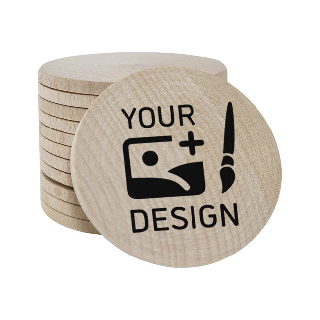 Fichas de madera personalizadas impresas Ø50 mm - 100 unidades