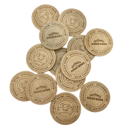 Fichas de madera grabadas personalizadas Ø50 mm - 50 unidades
