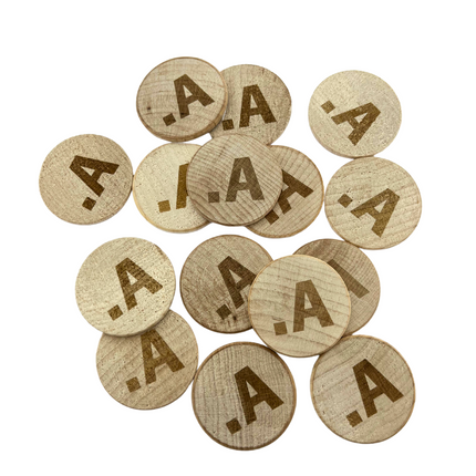 Fichas de madera grabadas personalizadas Ø29 mm - 100 unidades