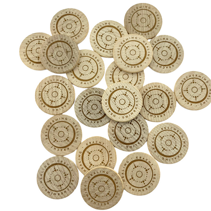 Fichas de madera grabadas personalizadas Ø29 mm - 100 unidades
