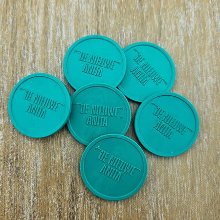 Fichas personalizadas en relieve red de pesca reciclada Ø29 mm - 1000 unidades