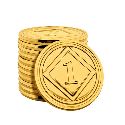 Fichas de plástico dorado, Ø29 mm - 100 unidades