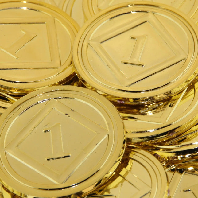 Fichas de plástico dorado, Ø29 mm - 100 unidades