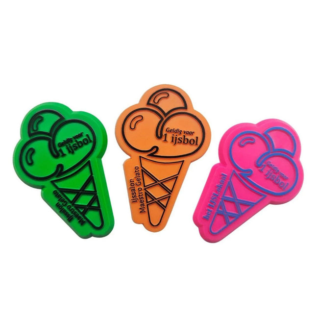 Fichas personalizadas cono de helado en relieve 50 x 33 mm - 1000 unidades