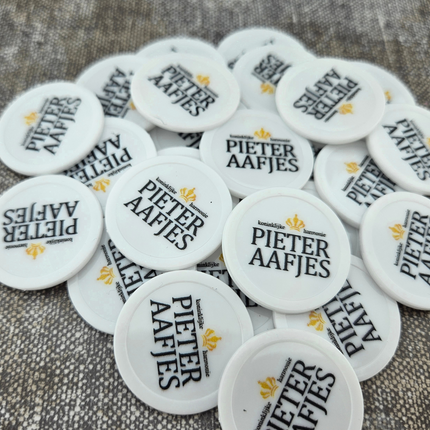 Fichas de plástico personalizades blanco Ø28mm - 100 unidades