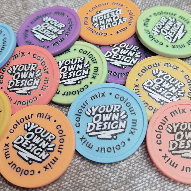 Fichas de plastico reciclado mezcla personalizadas Ø29mm - 108 unidades