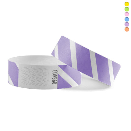 Pulseras de Tyvek con rayas - 100 unidades