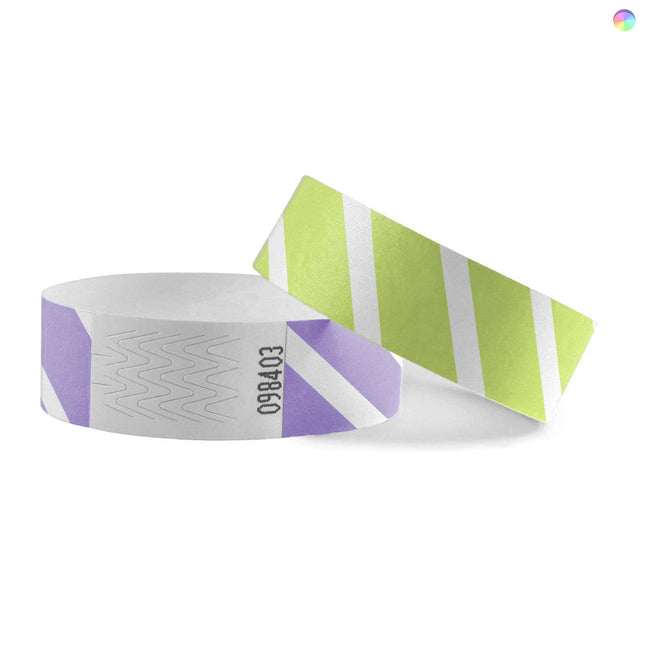 Pulseras de Tyvek rayadas 
mezcla de colores  - 100 unidades