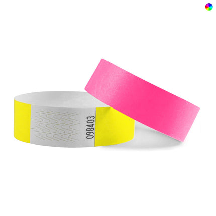 Pulseras de Tyvek mezcla colores neon - 100 unidades