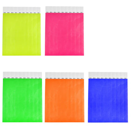Pulseras de Tyvek mezcla colores neon - 100 unidades
