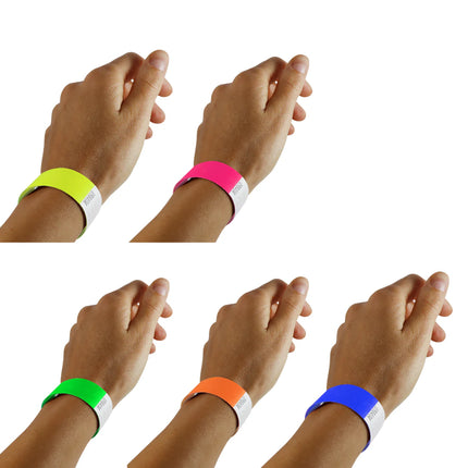 Pulseras de Tyvek mezcla colores neon - 100 unidades