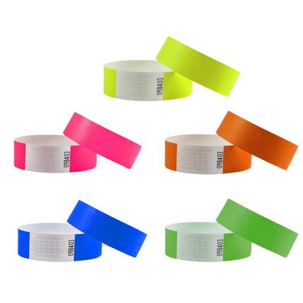 Pulseras de Tyvek mezcla colores neon - 100 unidades