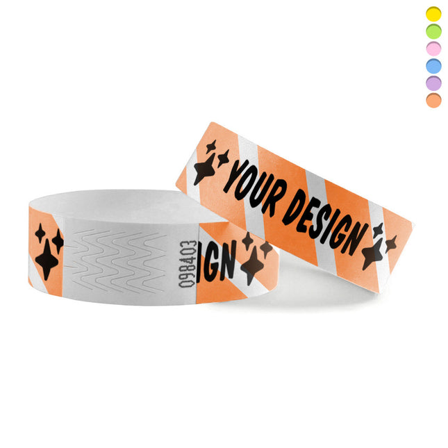 Pulseras Tyvek rayadas personalizable  - 1000 unidades