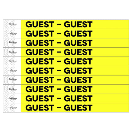 Pulseras de Tyrex amarillo GUEST  - 100 unidades