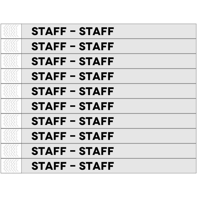 Pulseras de Tyrex plateado STAFF - 100 unidades
