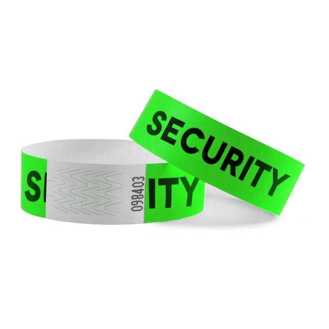 Pulseras de Tyrex verde neon SECURITY - 100 unidades