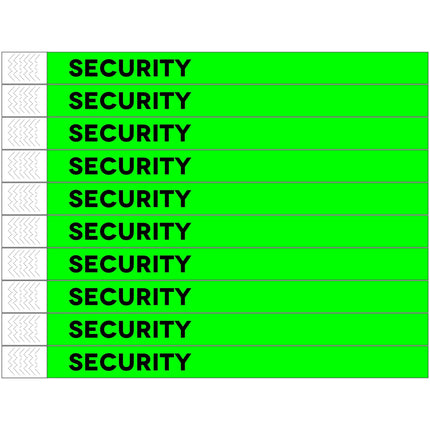 Pulseras de Tyrex verde neon SECURITY - 100 unidades