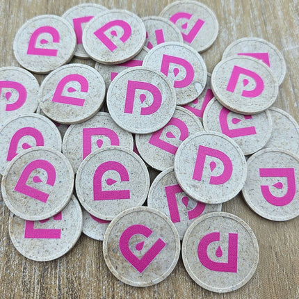 Fichas en fibra de madera personalizadas Ø29 mm - 100 unidades