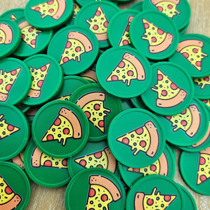 Fichas de plastico icono de pizza Ø29mm - 100 unidades